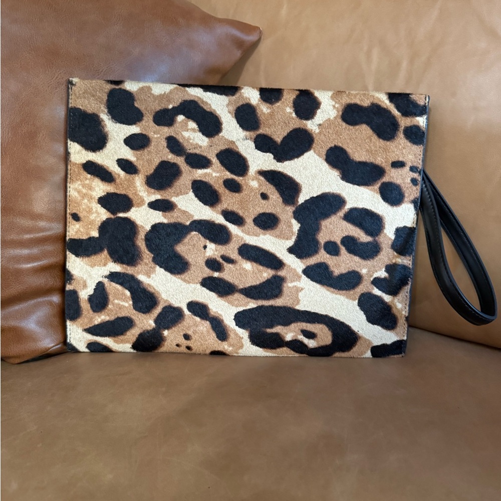 Zara Leopard Print Clutch Bag